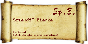 Sztahó Bianka névjegykártya